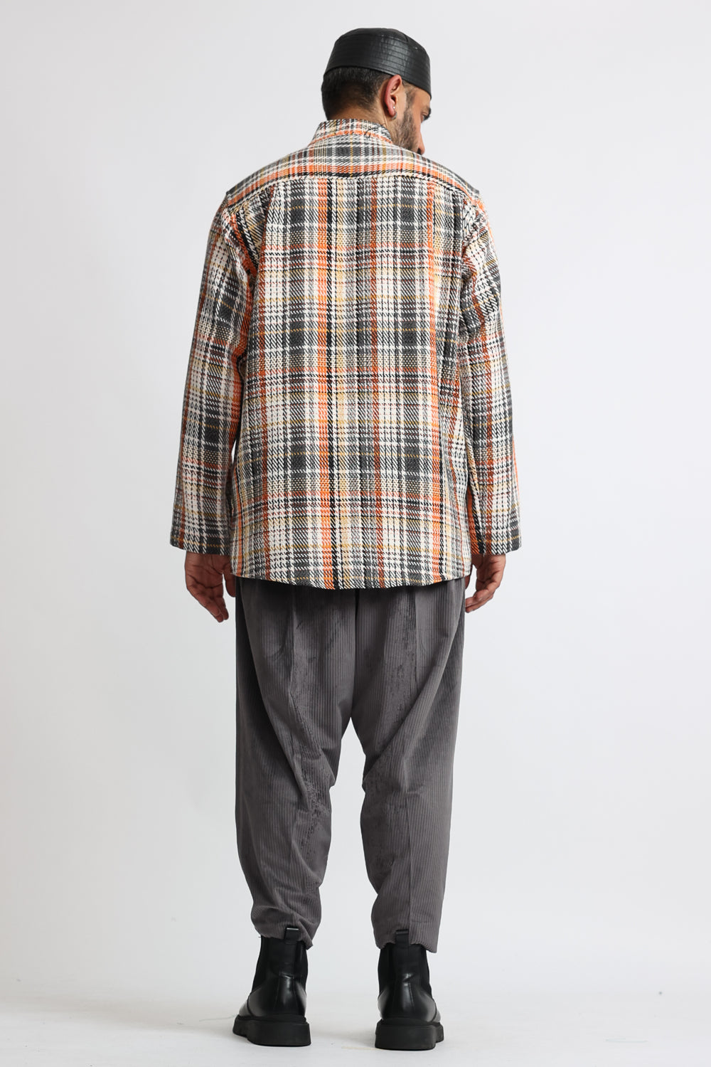 The Curator Checkered Overshirt Orange